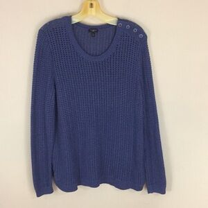Talbots Woman Open Weave Blue Sweater Plus Size 1X